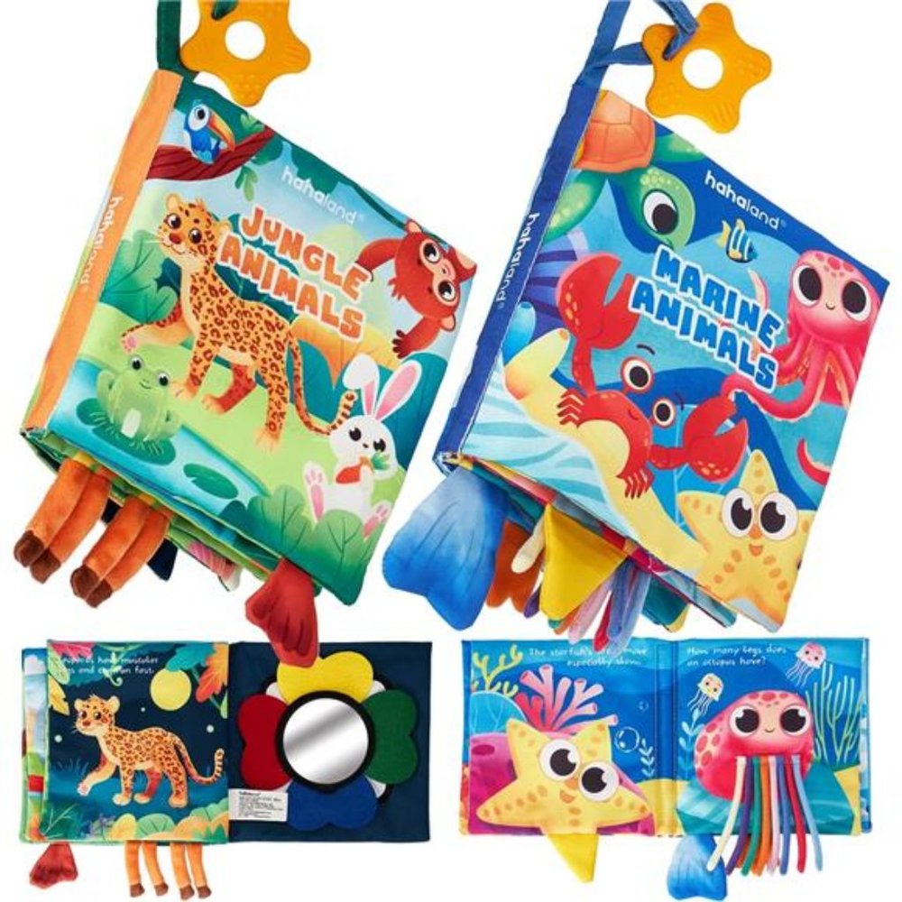 2 PCS Sensory Montessori Toys for Babies 0-6 Months with Crinkle Squeaky Sounds